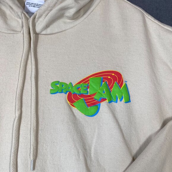 Space Jam Beige Hoodie Front & Back Graphics Large Size Cotton/Poly Blend Unisex - Picture 9 of 11